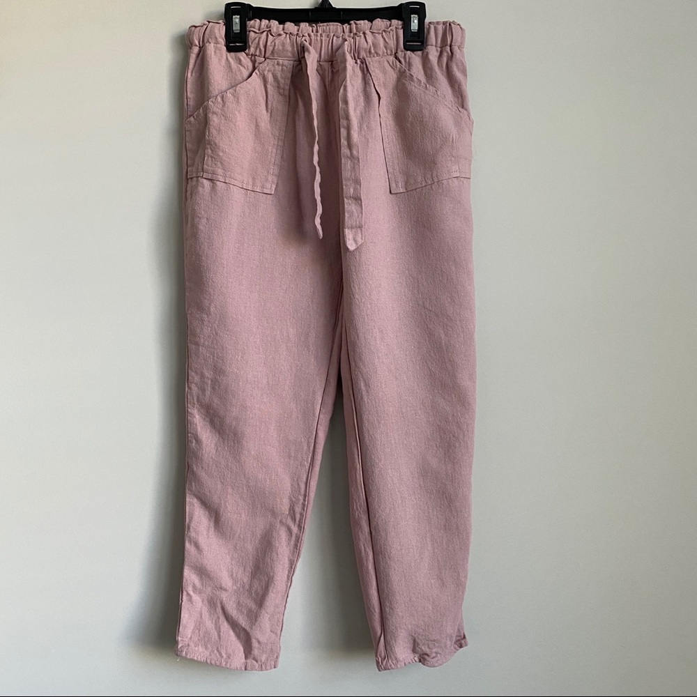 Heart & Hips Dusty Pink Linen Capri S